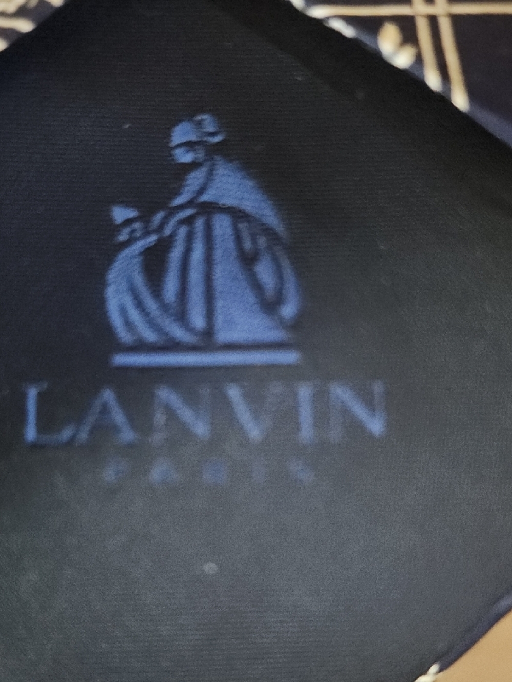 Lanvin Paris Silk Tie Navy Blue White Floral Grid Designer Necktie Italy - Picture 4 of 9